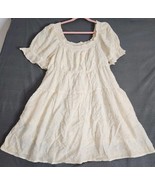 NWT Old Navy Ivory Milkmaid Dress Sz L Short Sleeve Peasant Tiered Embro... - $461.49 MXN