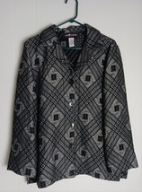 Sag Harbor Black And Gray Geometric Design Blazer Women&#39;s Size 10 - $333.45 MXN