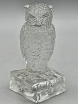 VINTAGE Degenhart Glass Clear Translucent Wise Owl Books Figurine Paperw... - $23.36