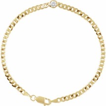 Genuine 14K Yellow Gold 1/5ct Natural Diamond Link 7&quot; Bracelet - $944.00