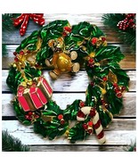 Christmas Wreath Brooch and Mini Detachable Pins Gold Tone Green Enamel ... - £14.98 GBP
