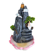 Zen Rocky Mountain Steppes With Monk On Giant Lotus Backflow Cone Incens... - $38.37 CAD