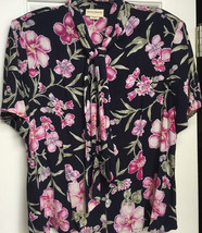 VINTAGE JACLYN SMITH FLORAL BUTTON DOWN TOP BLOUSE SHORT SLEEVES MEDIUM USA - $11.88