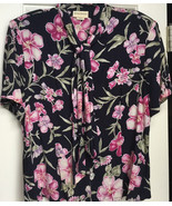 VINTAGE JACLYN SMITH FLORAL BUTTON DOWN TOP BLOUSE SHORT SLEEVES MEDIUM USA - £9.38 GBP