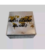 Mirrored Jewelry Box Hinged Lid Lined Adventure Awaits Mirror Gold Accen... - $13.37