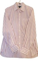 Thompson by J.Crew Wrinkle Free Dress Shirt Men&#39;s Sz M Lilac Stripe 2 Ply Cotton - £15.76 GBP