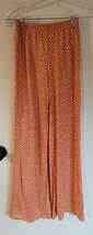 Womens S Blue Blush White Flowers on Salmon Retro Wide Leg Pants Leggings - $8.91