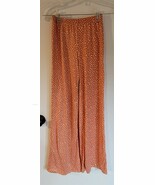 Womens S Blue Blush White Flowers on Salmon Retro Wide Leg Pants Leggings - €7,64 EUR