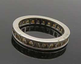 925 Sterling Silver - Vintage Square Cut Topaz Eternity Band Ring Sz 7 - RG15738 - £23.08 GBP
