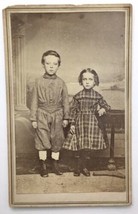 Antique CDV Photograph Brother and Sister 2 Children Creepy Emotionless Stare - £12.58 GBP