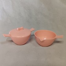 Melmac Creamer and Sugar Bowl with Lid Pink - £13.25 GBP