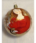 Pier 1 HANDCRAFTED ITALY Blown Glass CHRISTMAS Ball Ornament Hand Painte... - £15.06 GBP