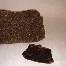 Brown Beaded Wallet with Coin Purse and Small Mirror by Saks Fifth Avenue - £26.89 GBP