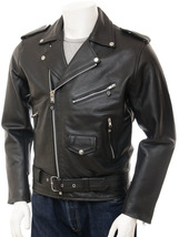 Men’s Classic Motorcycle Leather Biker Jacket - £117.95 GBP