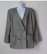 Vintage Alto Plaid Black White Blazer Button Up Women size 11/12 Shoulde... - £19.39 GBP