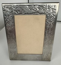 Picture Frame Birth Record Pewter Standing 2.5 x 4 Photos 4 x 5.7&quot; Ornate New - £44.56 GBP