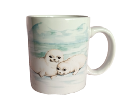 Otagiri Seal Pups Coffee Mug Cup Signed by Stanley Papel  Vintage - £7.74 GBP