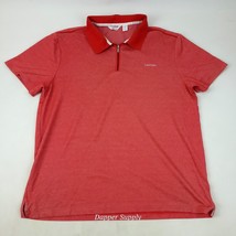 Calvin Klein Polo Shirt XL Red Heather Zip Collar Slim Fit Logo Cotton F... - $12.86