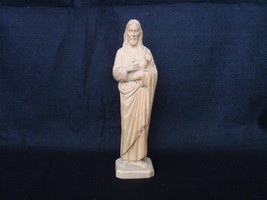 Carved Wood Jesus Figurine Statue Holding Lamb  - $7.99