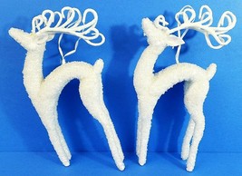 Glittered White Reindeer Christmas Ornaments 11&quot; Tall x 5&quot; Set Of 2 Regency - $23.36