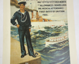 Vintage Navy Recruitment Poster &quot; Young Men Wanted for U.S. Navy&quot; WW1 20... - £14.18 GBP