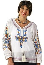 Kyla Seo Zahara Embroidered Blouse with Floral Motif - $49.99