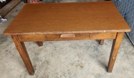 VTG JB Van Sciver Co Teacher Shop Solid Wood Table Desk 1 Drawer Dovetai... - £159.86 GBP