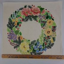 Rainbow Designs XMAS Wreath Handpainted Needlepoint Canvas Floral Berry ... - $273.29 CAD