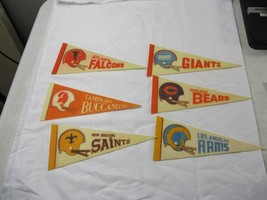 6 Vintage NFL 9” x 4” Felt Pennant Mini Flag Late 1970s Bears Giants Bucs Rams - £27.18 GBP