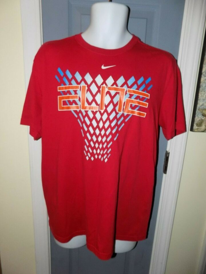 Nike Elite Red Dri-Fit Basketball Short Sleeve T-Shirt Size L Men&#39;s EUC - $20.70