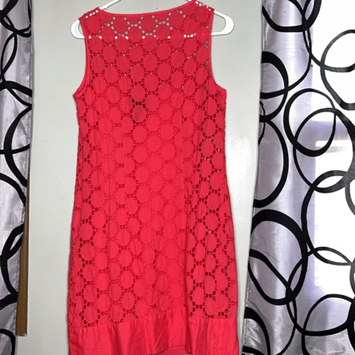 LAUNDRY Shelli Segal Women's 8 Pink Coral Sleeveless Shift Dress Crochet Overlay Item image 6