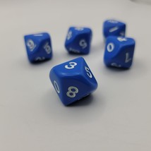 5 Blue Ten Sided Dice Gaming Replacement Pieces Cube Dicecapades White D... - $8.60