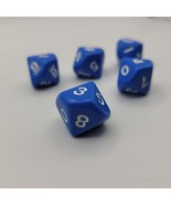 5 Blue Ten Sided Dice Gaming Replacement Pieces Cube Dicecapades White D... - £6.76 GBP