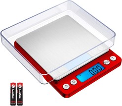 Keekit Digital Pocket Scale, 500G 0.01G Mini Kitchen Scale With 2 Trays,, Red - £31.03 GBP