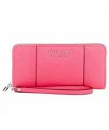 Guess Heidi  Fuchsia/Sliver Hardware Zip Around Wallet 12 Cards - $918.74 MXN