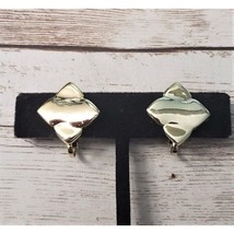 Vintage Clip On Earrings - Shiny Gold Tone 0.75&quot; - $13.99