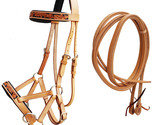 Horse Western English Leather Bitless Sidepull Bridle w/ Split Reins 77RS26 - $59.39
