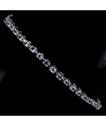925 Sterling Silver Bracelet Round Tanzanite Natural Gemstone Jewelry 10 inches - $175.00