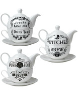 Alchemy Gothic Tea For One Set Freaks Like Me Witches Purrfect Brew Cat ... - $44.95