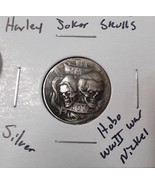 HOBO Harley Quinn Joker Skulls Made From A REAL Silver WWII War Nickel S... - €12,91 EUR