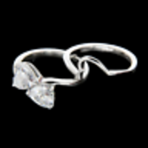 2.50CT Forma Cuore Diamante Two-Stone By-Pass Fidanzamento &amp; Fede Nuziale Set - £302.38 GBP