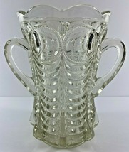EAPG Celery Vase Ohio Flint Circle Swag Double Handle Heavy Glass - £77.86 GBP