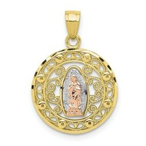 REAL 10k Two-tone Our Lady of Guadalupe Pendant - £144.91 GBP