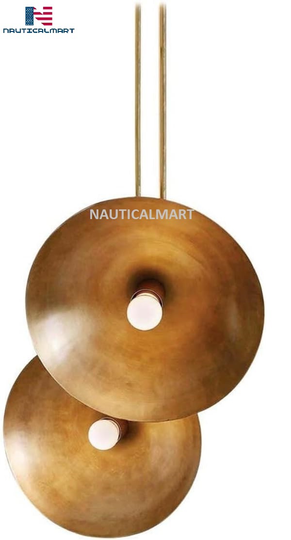 NauticalMart 2 Light Domed Pendant Mid Century Modern Raw Brass Sputnik Chandeli Item image 4