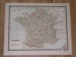 1895 Antique Map Of France / Verso Holland Netherlands Belgium Denmark - £19.52 GBP