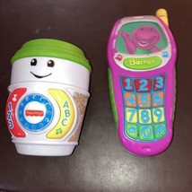Fisher-Price 4.5" Laugh & Learn On-the-glow Talking Light Coffee Cup & Barney Ph - $13.10
