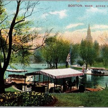 1908 Public Garden Lake Boats Scene Boston Mass Early Divided Back Postcard - £10.35 GBP