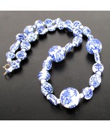 Vintage Oriental Porcelain Beads Hand Knotted Blue/ White Ceramic 24” Ne... - $1,256.87 MXN