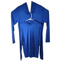 2 Long Sleeve Plain Lighter Blue Workout Shirts Hood Size Medium M/L Loo... - £27.18 GBP