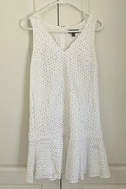 New Banana Republic White Eyelet Cotton V-neck Sleeveless Shift Dress 4 Tall - £47.76 GBP